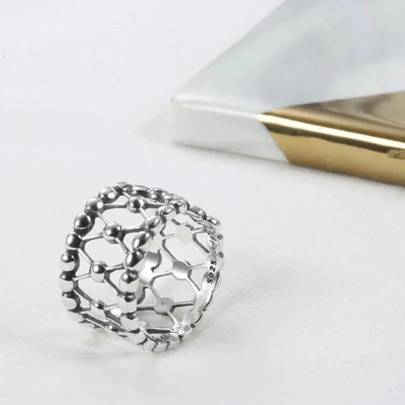 Minimalist 925 Sterling Silver Bead Ring Dainty Wide Silver Adjustable Ring - Picture 6 of 7